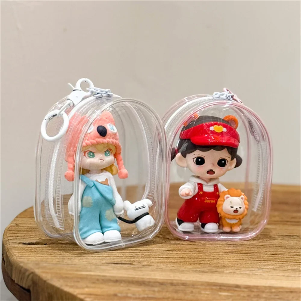 Packaging - 12cmの透明PVC製収納バッグ。キーチェーン付き。カラフルな漫画のキャラクターが描かれた展示ボックス。防塵ケース。イヤホンやギフトの整理に使える収納バッグ。