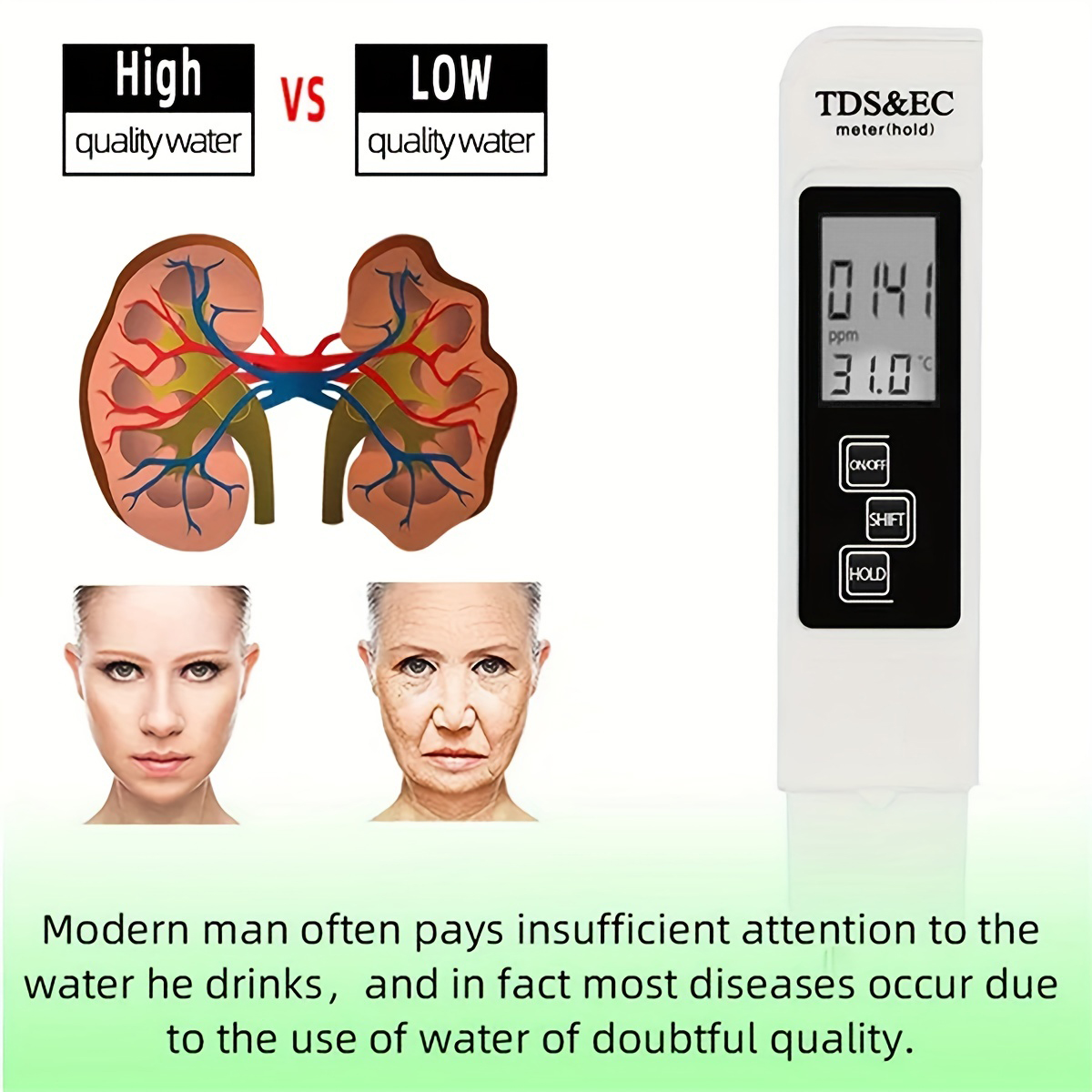 3in1 水質検出ペン家庭用飲料水純度 EC メーター高精度 - Ph Meter Digital Water Tester のレビューと価格
