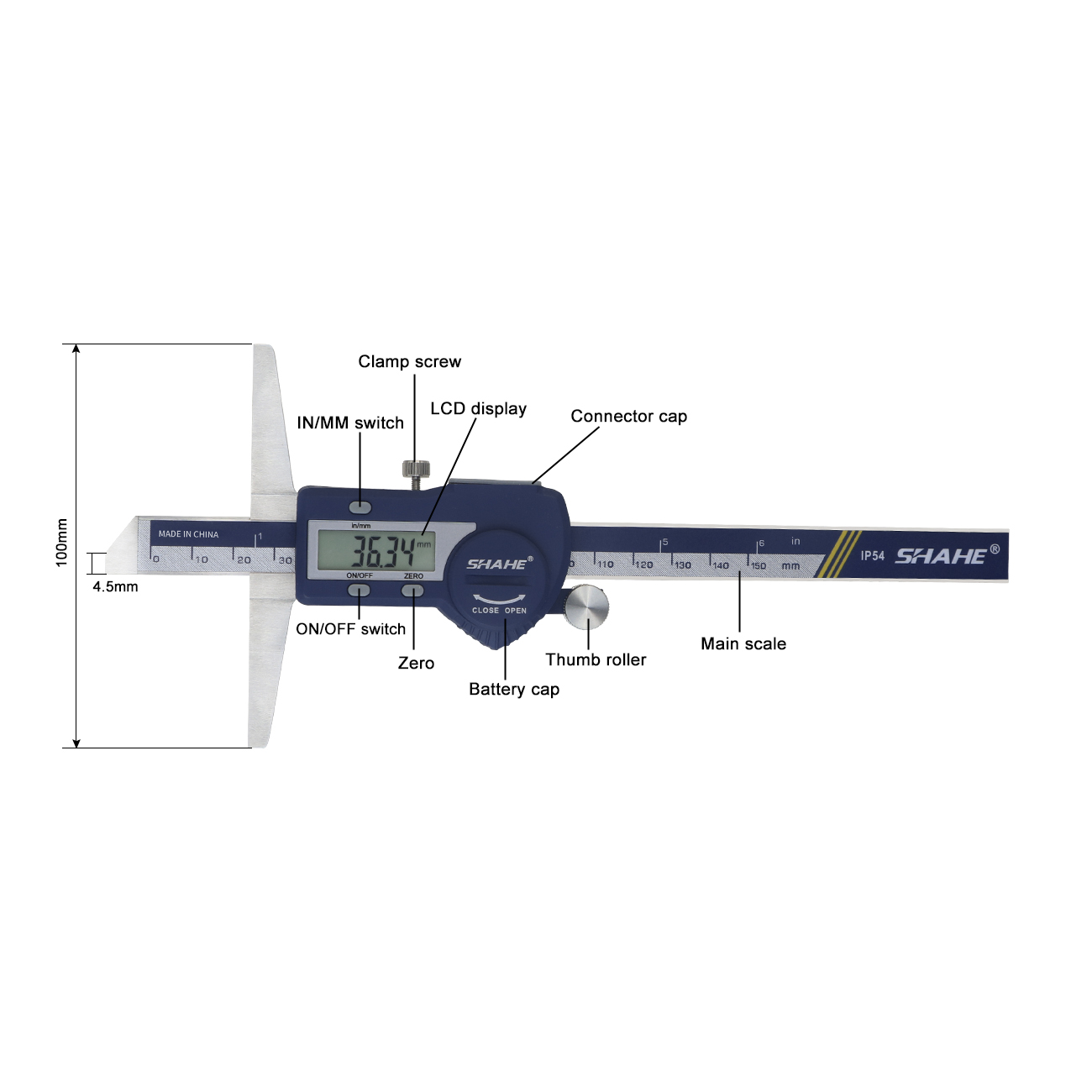 Shahe-デジタル深さゲージ、電子深さ計、定規、長さ、測定 - Digital Caliper 150Mm Stainless Steel のレビューと価格
